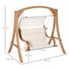 Outsunny Wooden Garden Swing Chair A-Frame Wood Log Swing Bench Chair With Canopy and Cushion for Patio Garden Yard