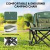 Outsunny Folding Camping Chair for Adults, Portable Padded Folding Chair with Cup Holders, Side Pockets and Carry bag for Picnic, Hiking, Fishing, Olive Green
