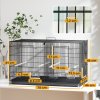 PawHut Bird Cage with Divider, Parrot Cage with 4 Wooden Perches, Slide Out Tray, 4 Feeders, for Budgie, Lovebird, Canary, Finches, 76 x 46 x 46cm, Black