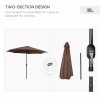 Outsunny 3(m) Garden Parasol Umbrellas, Outdoor Sun Shade with 8 Ribs, Tilt and Crank Handle for Balcony, Bench, Garden, Coffee
