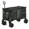 Outsunny Folding Garden Trolley, Cargo Traile on Wheels, Collapsible Camping Trolley, Outdoor Utility Wagon with Steel Frame and Oxford Fabric, Dark Grey