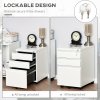 Vinsetto 3-Drawer Filing Cabinet with Lock, Mobile Steel File Cabinet for A4, Legal and Letter Size, Under Desk Drawers with Pre-Assembled Body for Home Office, 39 x 48 x 60 cm, White