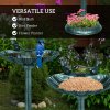 Outsunny 81cm Tall Bird Bath with 2 Decorative Birds, Vintage Style Birdbath with Flower Planter Base, Bird Bath Bowl for Garden, Green