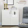 Vinsetto Filing Cabinet with Locking Doors & Shelves, 2-Tier Lockable Storage Cabinet with 2 Keys for Home Office, 80W x 40D x 80H cm, White
