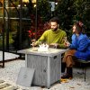 Outsunny Propane Gas Fire Pit Table for Garden, 40000 BTU Smokeless Firepit Outdoor Patio Heater with Waterproof Cover, Glass Screen, Glass Beads and Lid, Wood Effect, 71 x 71 x 62.5cm, Grey