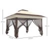 Outsunny 3.6 x 3.6 m Pop up Gazebo with Netting and Wheeled Carry Bag, UPF50+ Height Adjustable Party Tent Instant Canopy Sun Shade Shelter, Khaki