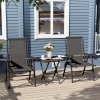Outsunny 3 Pieces Garden Bistro Set, Folding Table and Chairs Set, Metal Garden Furniture Set with Cup Holders for Outdoor, Patio, Balcony, Black