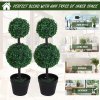 Outsunny Set of 2 Artificial Boxwood Ball Topiary Trees Potted Decorative Plant Indoor D??cor (67cm)