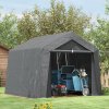 Outsunny 3 x 3(m) Garden Storage Tent, Portable Shed with Heavy Duty Galvanised Steel Frame, Ventilation Window, Roll-up Zipper Door, for Bike, Motorbike, Garden Tools, Dark Grey