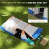 Outsunny 2-3 Man Camping Tent, Tunnel Tent with Weights, Bedroom and Living Room, 2000mm Waterproof, Portable with Bag, for Fishing Hiking Festival, Orange
