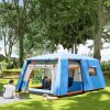 Outsunny 4-6 Man Camping Tent, Double Layer Tunnel Tent with Porch, Living Area and 2 Bedrooms, Sewn in Groundsheet, 3000mm Waterproof and UPF 30+, Portable with Bag, Blue
