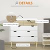 HOMCOM Nordic Style Chest of Drawers, 5 Drawer Dresser with 4 Tapered Legs and Groove Handles, Storage Organiser Side Cabinet for Bedroom, Living Room