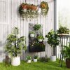 Outsunny Metal Garden Bed with Trellis, Wall Mounted or Freestanding Raised Planter with Privacy Panel, Leaf Cut-out Privacy Screen with Planter Box for Climbing Plants, Flowers, Vegetables
