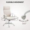 HOMCOM Executive Office Chair, Fabric Computer Desk Chair with High Back, Swivel Wheels, Armrest, Height Adjustable for Home, Cream White