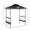 Outsunny 8' x 5' Grill Gazebo Canopy, Double Tiered Outdoor BBQ Gazebo Shelter with 2 Side Shelves, Storage Baskets, Hook for Garden, Patio, Barbecue, Picnic, Dark Grey