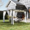 Outsunny 3 x 3 m Pergola with Retractable Roof Canopy and Netting Sidewalls, Aluminium Frame Garden Gazebo Outdoor Sun Shade Shelter for Grill, Patio, Deck, Khaki