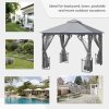 Outsunny 3 x 3m Garden Gazebo Patio Party Tent Shelter Outdoor Canopy Double Tier Sun Shade with Metal Frame and Netting, Light Grey