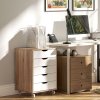 Vinsetto Vertical Filing Cabinet, 5-drawer File Cabinet, Mobile Office Cabinet on Wheels for Study, Home Office, Oak