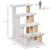 PawHut Pet Stair, Cat Tree with 4-step Climb Ladder, Scratching Posts, Platforms, Toy Ball, for Indoor Elderly Cats Kittens, White