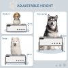 PawHut Raised Dog Bowls with Stand, 3 Height Adjustable Dog Feeding Storage Station with Slow Feeder Mat, 2 x 2000mL Stainless Steel Bowls for Medium to Extra Large Dogs - Grey