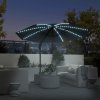 Outsunny 3(m) Cantilever Garden Parasol with Solar Powered Lights, Fibreglass Ribs, Crank Handle & Cross Base, UPF 50+, 360 Rotation, Overhanging Patio Umbrella for Patio Market, Dark Grey