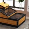 PawHut Tortoise House 3-Room Wooden Tortoise Enclosure Large Reptile Cage with 2 Stories, Ladder, Balcony, Tray, Openable Roof, 60H x 112L x 65Wcm, Yellow