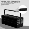 DURHAND Metal Tool Box 3 Tier 5 Tray Professional Portable Storage Cabinet Workshop Cantilever Toolbox with Carry Handle, 56cmx20cmx34cm, Black