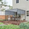 Outsunny 3 x 3(m) Steel Pergola Gazebo with Retractable Roof, Garden Gazebo Canopy Sun Shade Shelter for Outdoor, Deck, Patio, Dark Grey