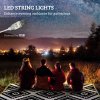 Outsunny Reversible Outdoor Rug with LED String Lights, Waterproof Plastic Straw Mat with Carry Bag for Garden, Deck, RV, Picnic, Beach, Camping, 182 x 274cm, Black and White