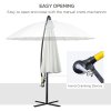 Outsunny 3(m) Cantilever Shanghai Parasol Garden Hanging Banana Sun Umbrella with Crank Handle, 18 Sturdy Ribs and Cross Base, White