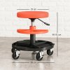 HOMCOM Rolling Mechanic Stool, 135kg Capacity Workshop Stool, 360?? Swivel Roller Padded Creeper Seat with Wheels, Tool Trays Storage for Garage, Shop, Auto Repair, Yellow