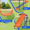 Outsunny 4 in 1 Garden Swing Set, Metal Kids Swing Set w/ Double Swings, Glider, Slide, Ladder, for Outdoor Play - Multicoloured