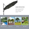 Outsunny 3(m) Patio Offset Parasol Roma Umbrella Cantilever Hanging Sun Shade Canopy Shelter Tilt 360 Rotation with Aluminium Frame Hand Crank Cross Base, Dark Grey