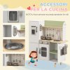 AIYAPLAY Toy Kitchen Playset, Kids Play Kitchen Role Playing Game with Phone, Ice Maker, Stove, Sink, Utensils, for Ages 3-6 Years - White