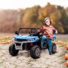 HOMCOM 2 Seater Kids Ride On Car with Electric Bucket, 12V Battery Powered Electric UTV with Shovel, Parental Remote, 4 Spring Suspension Wheels, Working Horn, Music - Blue