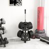 SPORTNOW Weight Rack, Weight Tree for 5cm Weight Plates and Barbell Bar with 6 Fasten Clamps for Home Gym Storage, 300kg Capacity