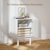 HOMCOM Rattan Bedside Table, Boho Bedside Cabinet with Adjustable Shelf and Solid Wood Legs, Side Table for Living Room, Bedroom