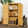 Outsunny Small Shed, Wooden Garden Storage Shed, 3 Shelves Outdoor Tool Shed Cabinet with Asphalt Roof and Shutter Doors, 87cm x 47cm x 160cm, Natural Wood Finish