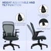 Vinsetto Mesh Office Chair, Ergonomic Computer Desk Chair with Flip-up Armrest, Lumbar Back Support, Adjustable Height, Swivel Wheels, Charcoal Grey