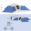 Outsunny 6-9 Man Large Tunnel Tent with 3 Bedroom, Living Area and Porch, 2000mm Waterproof Camping Tent, Portable with Bag, for Fishing Hiking Festival, Blue