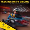 HOMCOM 24V Electric Go Kart for Kids, Drifting Ride-On Racing Go Kart with Slow Start, Music, Horn Honking and Safety Belt, for 8-12 Years Old, Blue
