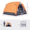 Outsunny 3-4 Person Camping Tent, Easy Set Up Waterproof Dome Tent with Sewn-in Groundsheet, Mesh Windows, Pocket and Hook for Camping, Hiking, Backpacking, Orange and Grey