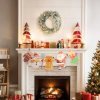 HOMCOM 60cm/ 24inch Prelit Christmas Wreath with 35 Warm White LED Lights, Timer, Battery Operated, Flocked Winter Door Wreath with All Realistic Branches, Silver Tone Glitter for Home Decorations