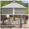 Outsunny 3(m) x 3(m) Garden Gazebo, Double Roof Outdoor Gazebo Canopy Shelter with Netting, Solid Steel Frame, for Garden, Lawn and Deck, Light Grey