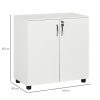 Vinsetto Filing Cabinet with Locking Doors & Shelves, 2-Tier Lockable Storage Cabinet with 2 Keys for Home Office, 80W x 40D x 80H cm, White