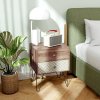 HOMCOM 2-Drawer Bedside Table, Boho Wooden Nightstand Storage Unit, Bedside Cabinet with Steel Frame, Sofa End Side Table for Living Room, Bedroom, Small Space, Rustic Brown