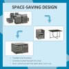 Outsunny 8 Seater Rattan Cube Garden Furniture Set, Rattan Dining Set with Cushions, Outdoor Dining Table and Chairs with 4 Armchairs, 4 Stools, Square Glass Top Table, Mixed Grey