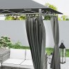 Outsunny 3 x 3 m Garden Gazebo, Double Roof Metal Gazebo with Curtains and Solar-Powered LED Lights, Outdoor Canopy Shelter for Patio, Deck, Dark Grey
