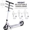 HOMCOM Folding Kick Scooter, Adjustable Ride On Scooter with 200mm Big Wheels and Double Shock Absorption, Urban Scooter for 14+ Teens Adult, White