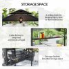 Outsunny 8' x 5' Grill Gazebo Canopy, Double Tiered Outdoor BBQ Gazebo Shelter with 2 Side Shelves, Storage Baskets, Hook for Garden, Patio, Barbecue, Picnic, Dark Grey